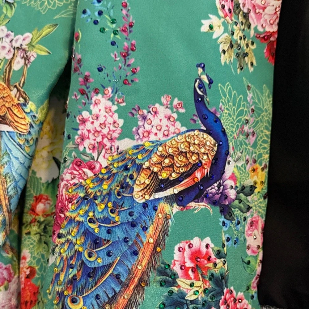 Peacock Print Bomber Jacket - Picture 2 of 3